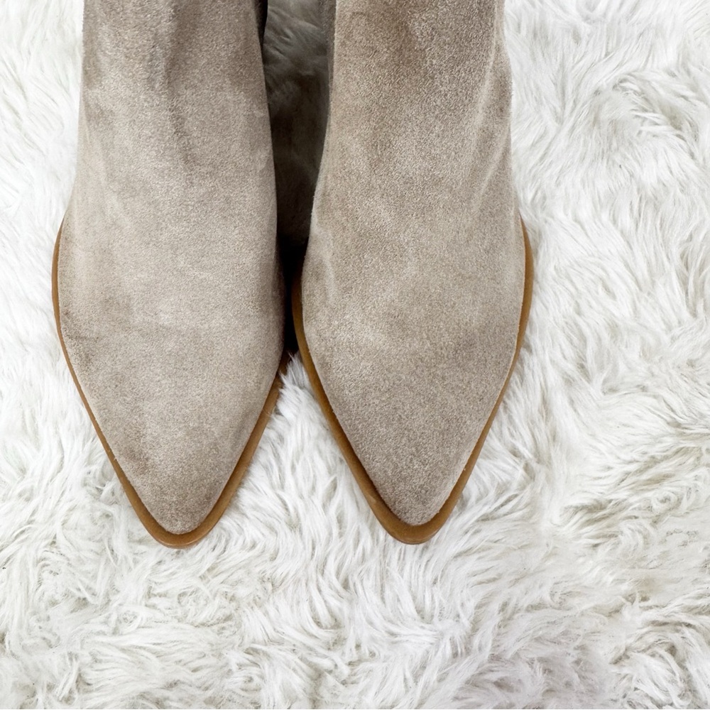 New DOLCE‎ VITA Sonnie Taupe Suede Ankle Boot Bootie Size 7.5 Snakeskin Print - Picture 4 of 14